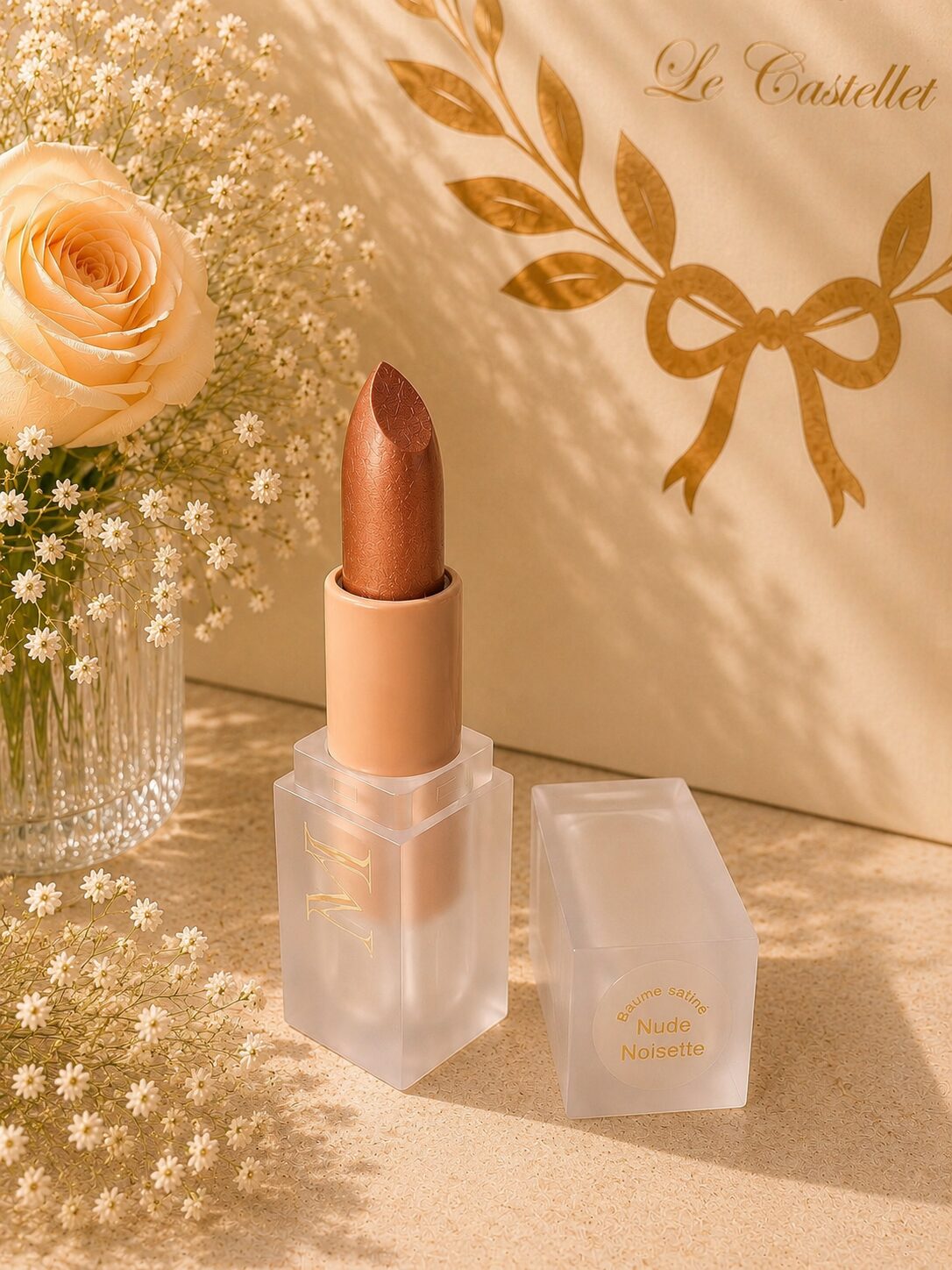Baume à lèvres naturel couleur noisette satiné